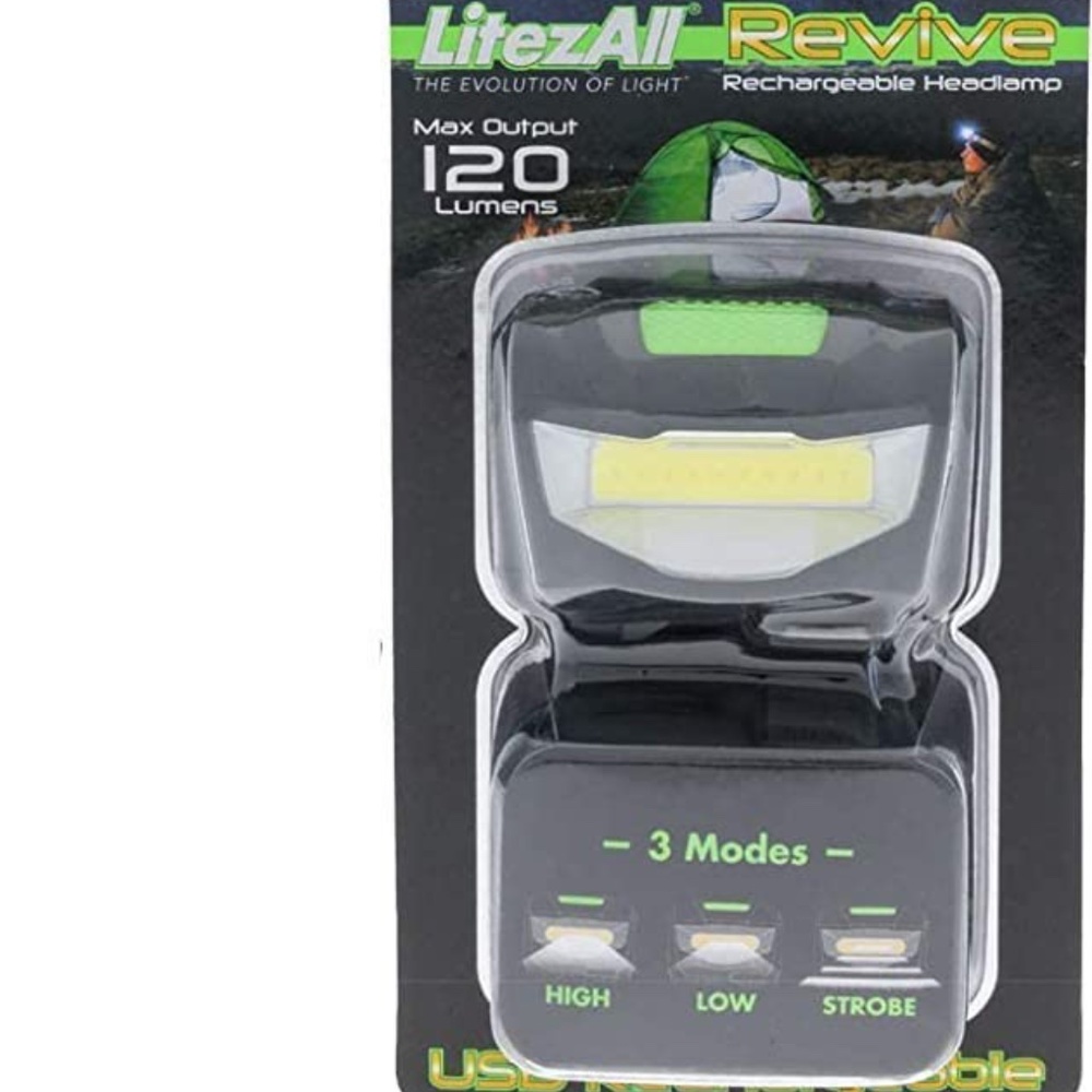 LitezAll USB Revive Rechargeable Light  Headlamp 3 Modes New